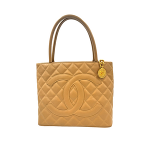 Chanel Medallion Tote Bag White Caviar Gold