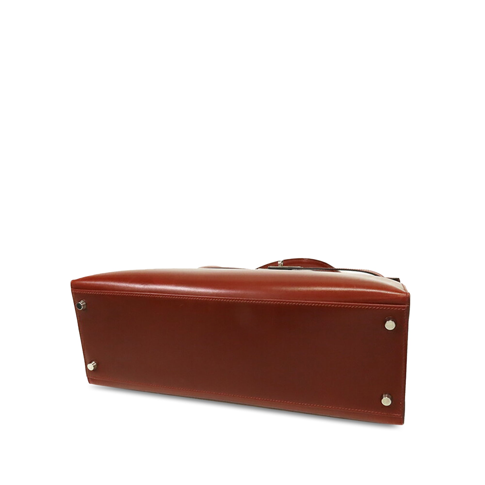 Hermès Kelly Sellier 35 Rouge Ash Boxcalf Silver