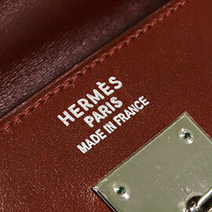 Hermès Kelly Sellier 35 Rouge Ash Boxcalf Silver