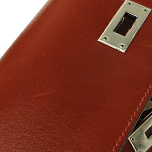 Hermès Kelly Sellier 35 Rouge Ash Boxcalf Silver