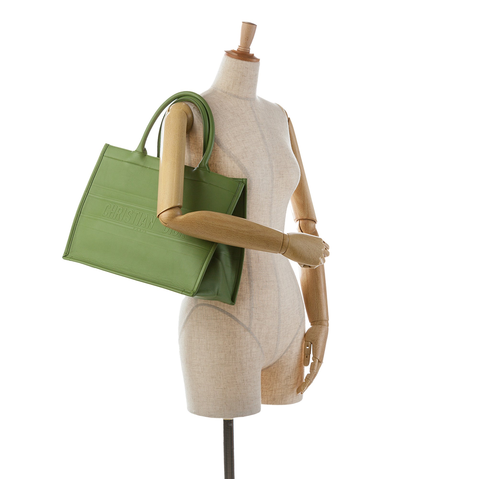 Dior Book Tote Medium Green Embossed Leather