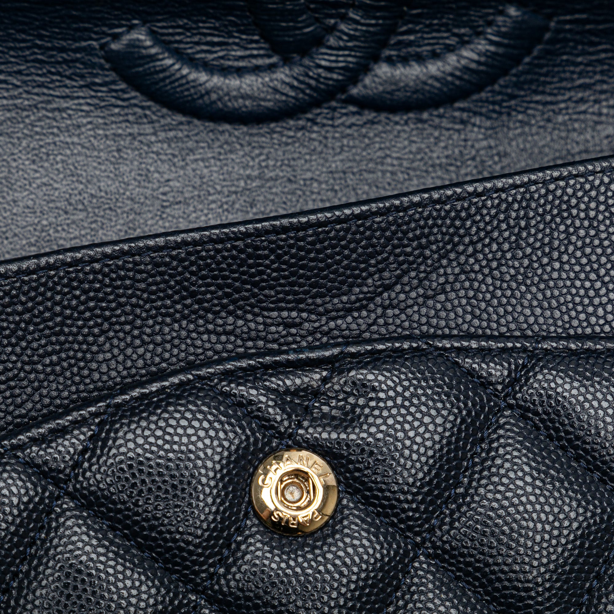 Chanel Classic Double Flap Medium Blue Caviar Gold