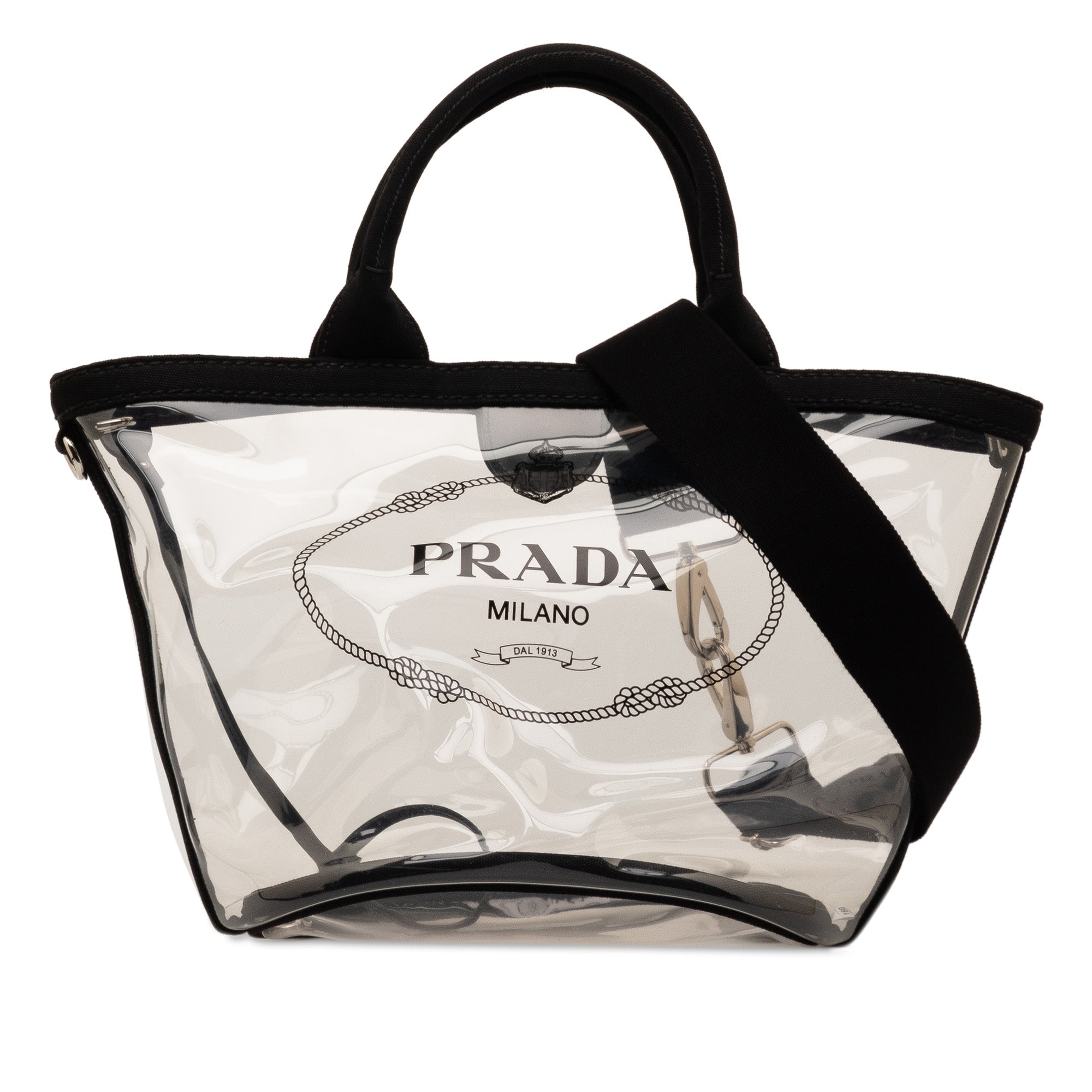 Prada Logo Tote Canapa Trimmed Plex