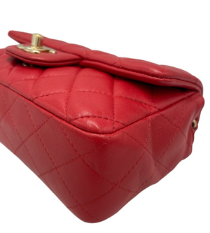 Chanel Classic Double Flap Small Red Lambskin Gold