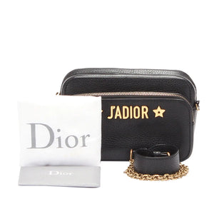 Dior J'Adoir Camera Case Clutch with Chain Black Calfskin