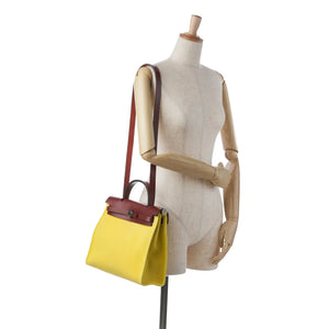 Hermès Herbag Zip 31 Yellow Toile Palladium