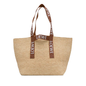 Loewe Fold Shopper Tote Brown Raffia