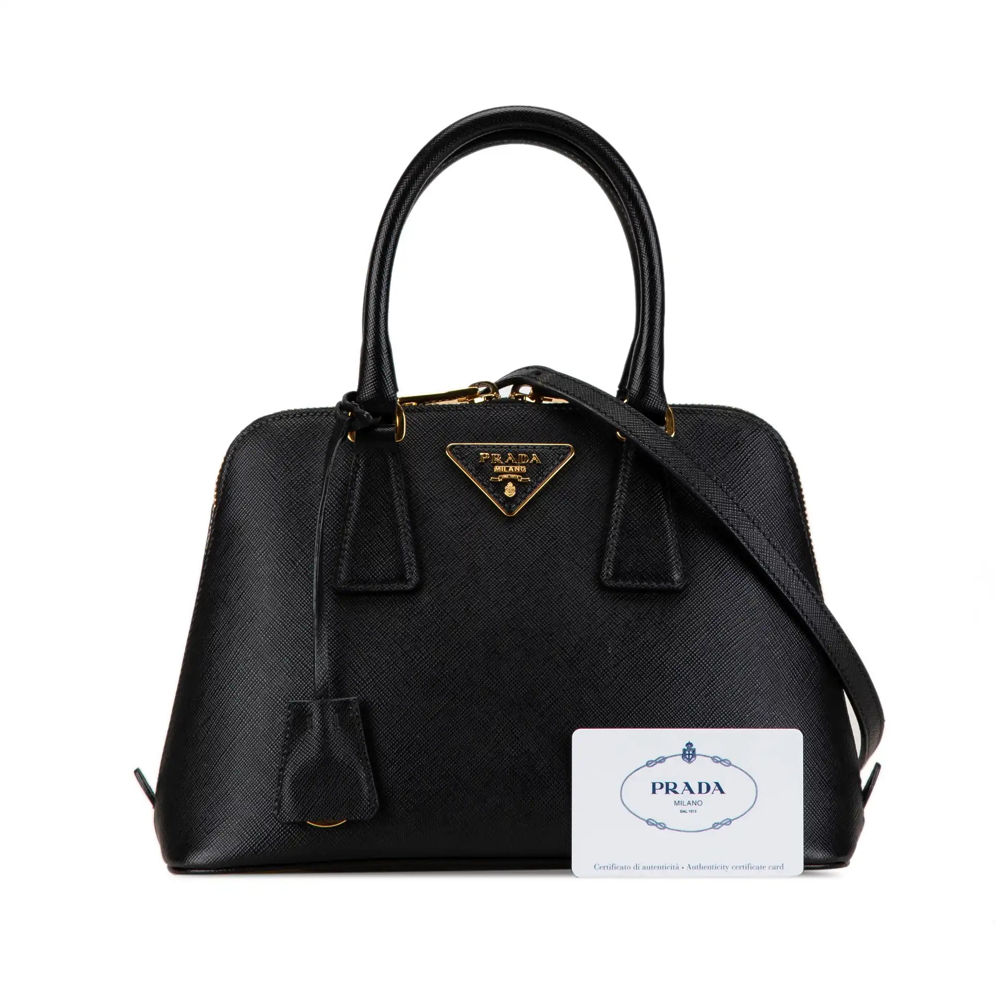 Prada  Promenade Small Black Saffiano Lux