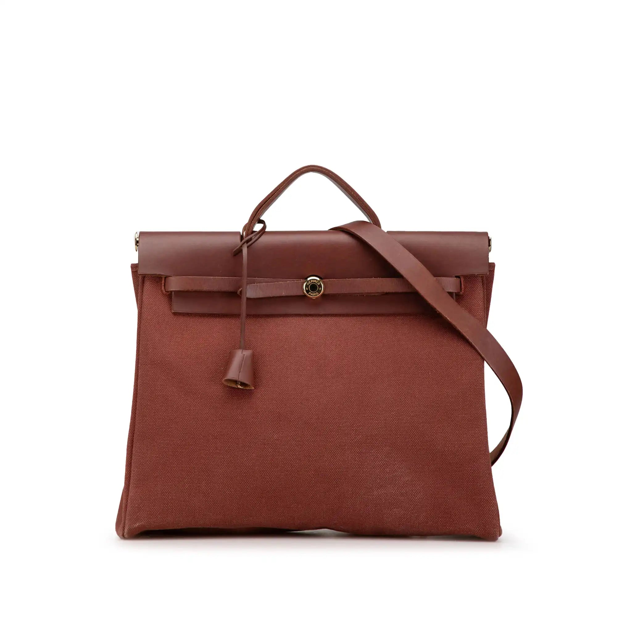 Hermès Herbag Zip 39 Brown Toile Palladium