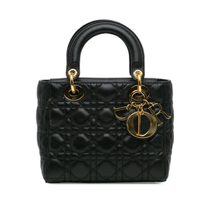 Dior Lady Dior Small Black Cannage Lambskin Gold