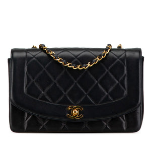 Chanel Diana Medium Black Lambskin Gold