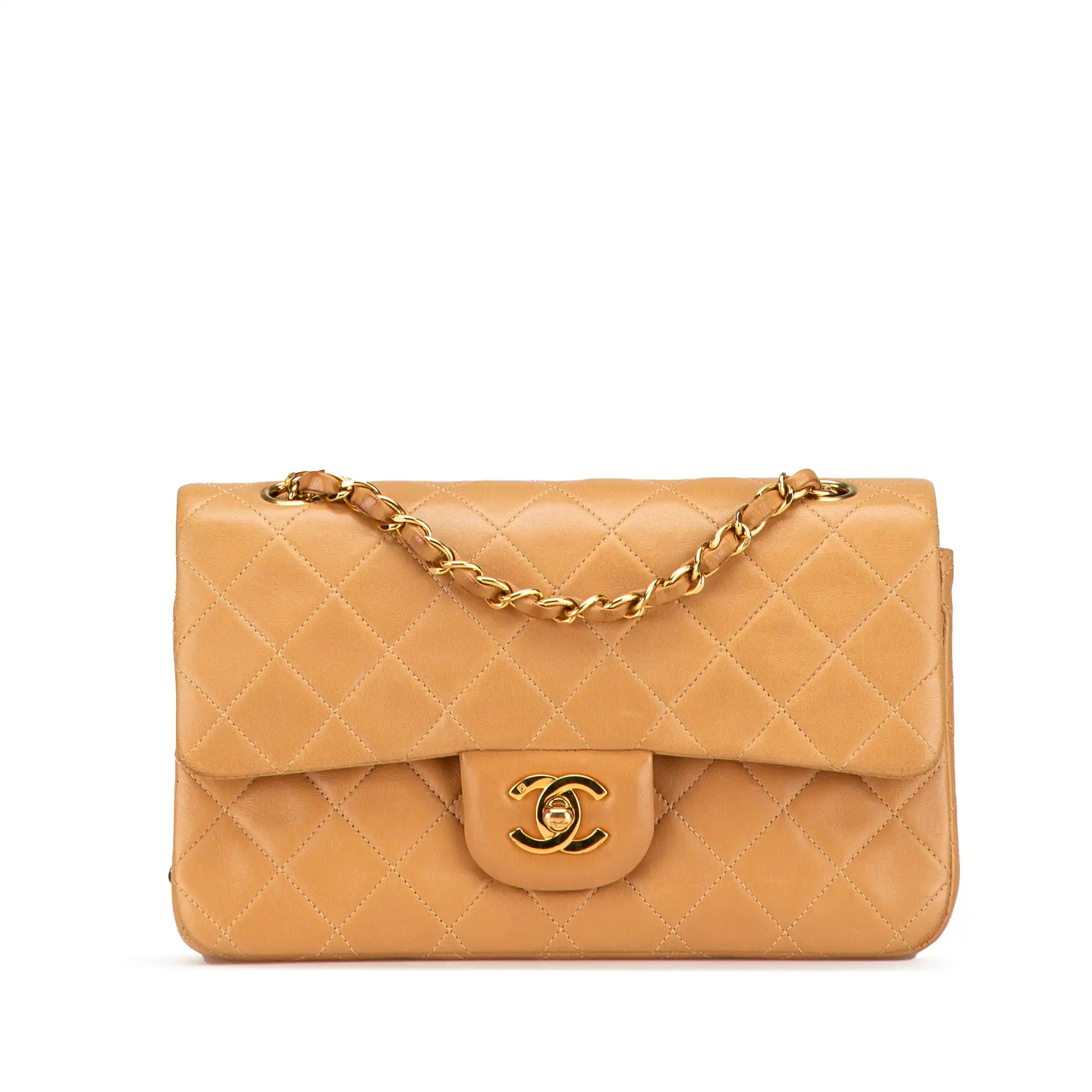 Chanel Classic Double Flap Small Beige Lambskin Gold