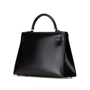 Hermès Kelly Sellier 32 Black Boxcalf Gold