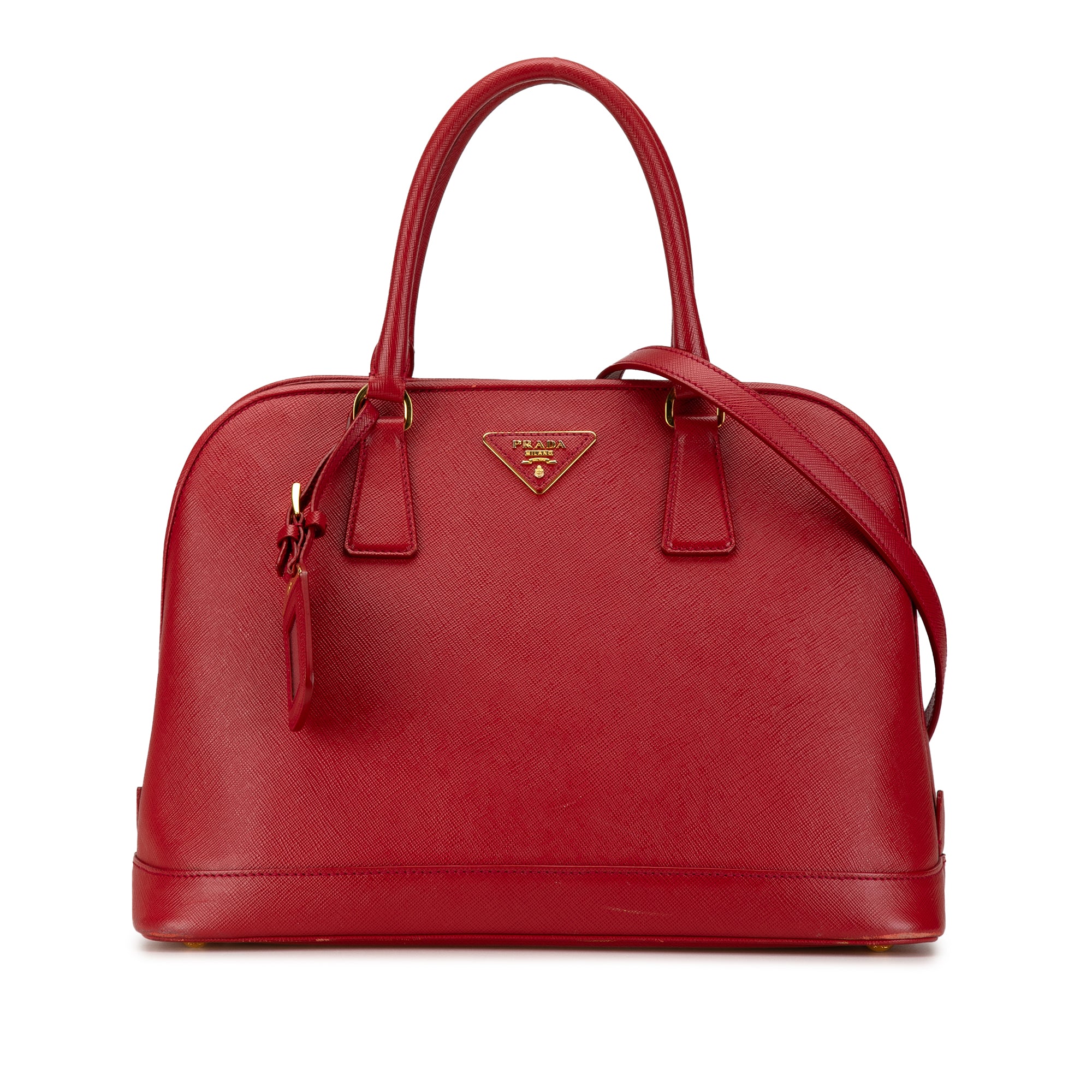 Prada Dome Bag Red Saffiano Lux