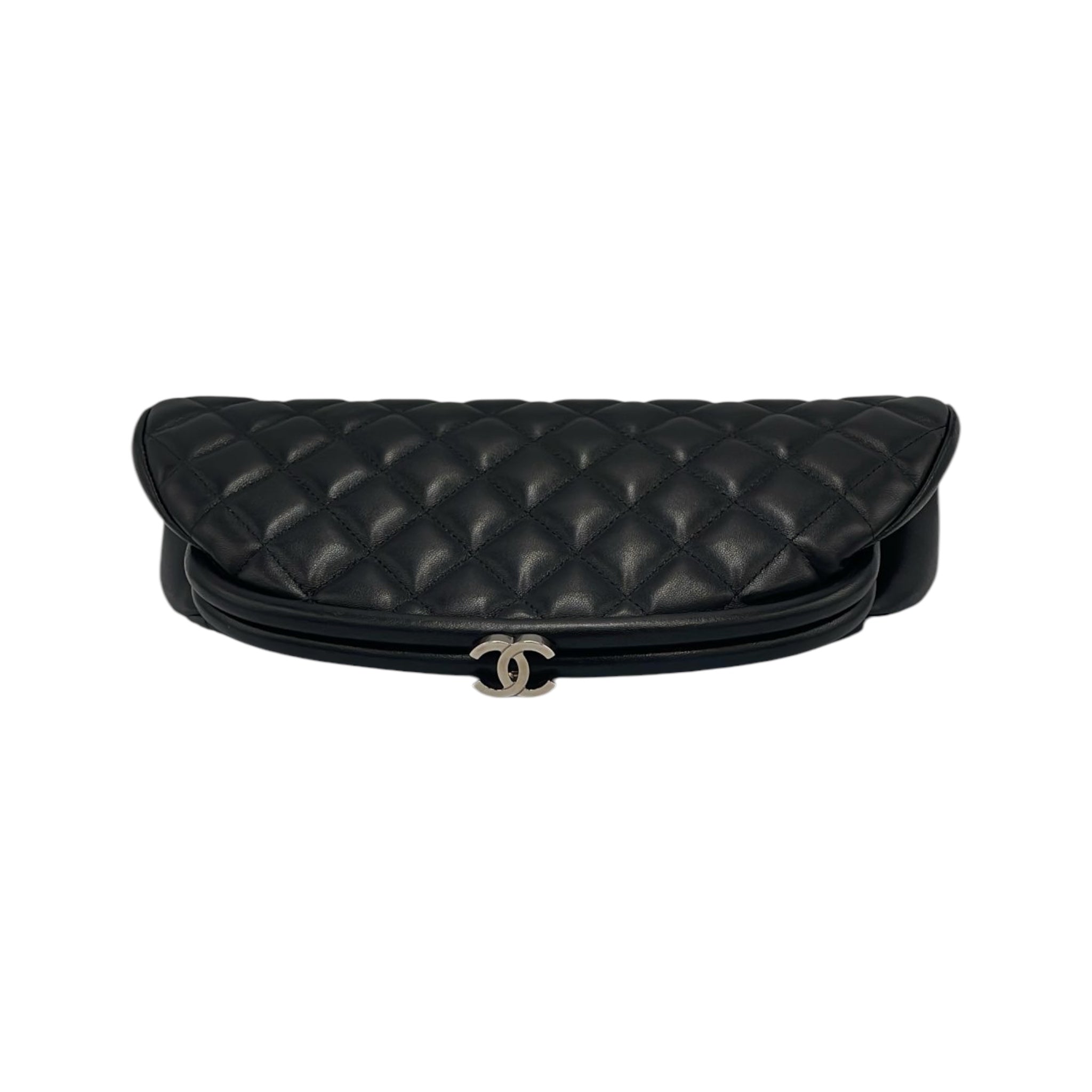 Chanel Clutch Black Lambskin Silver