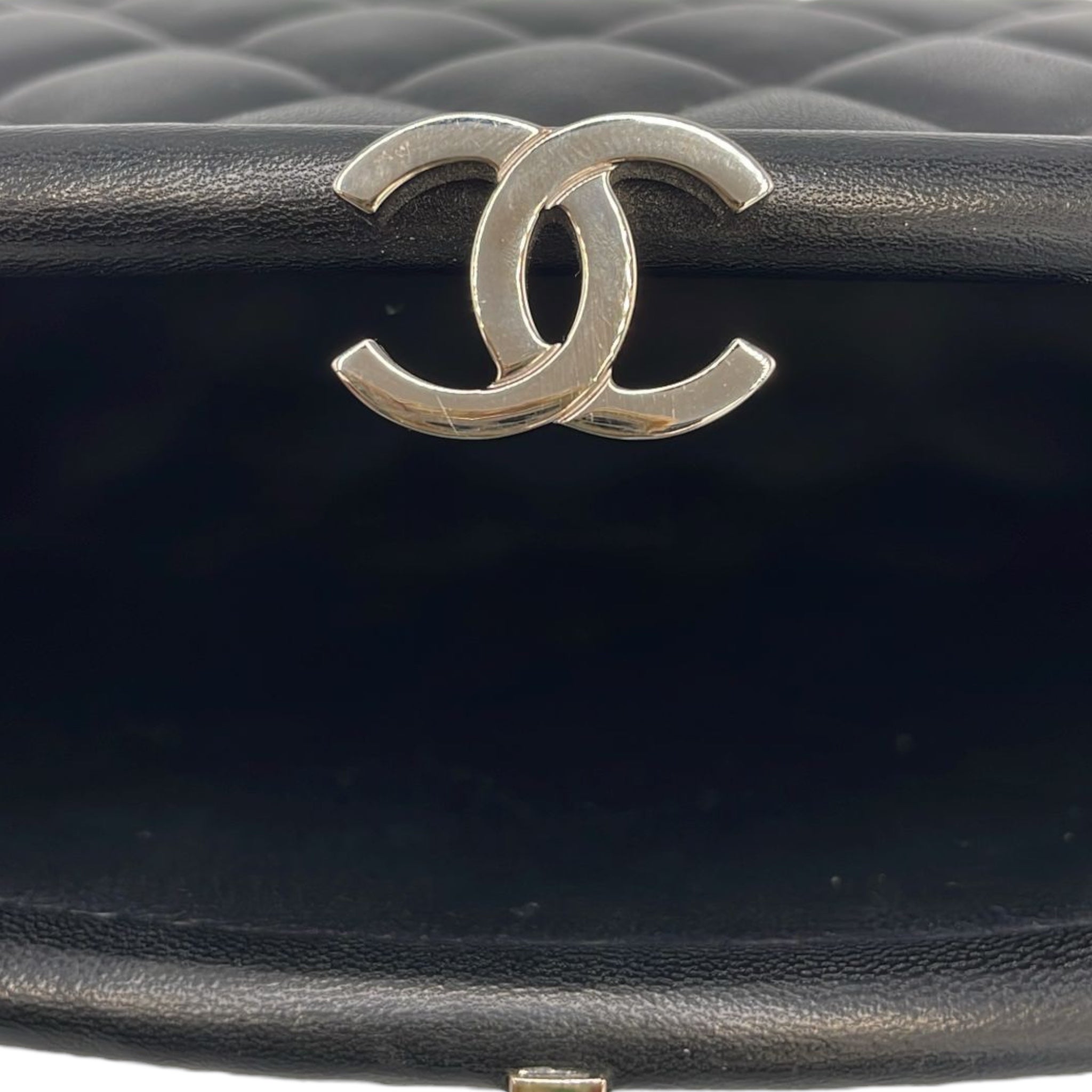 Chanel Clutch Black Lambskin Silver