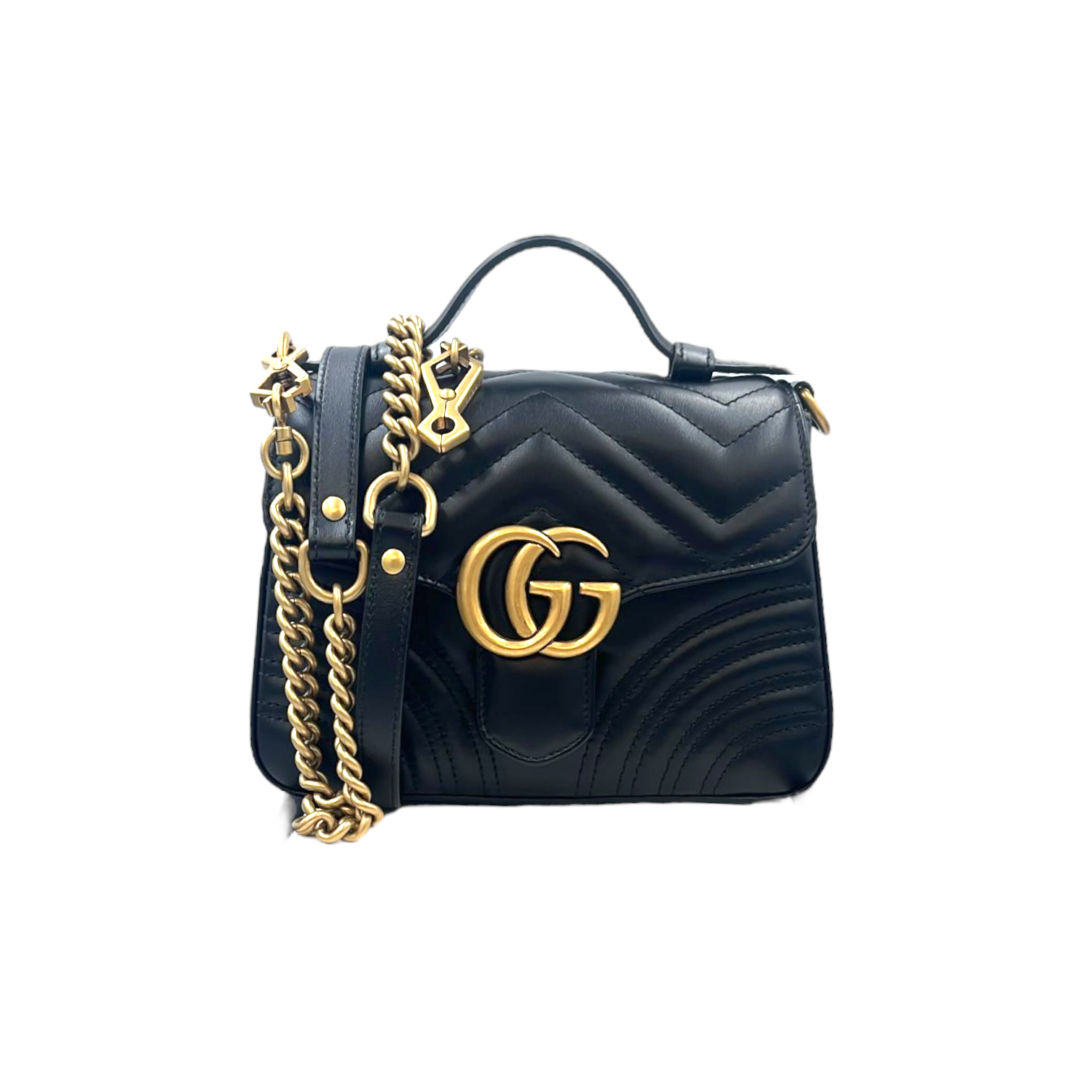 Gucci GG Marmont Top Handle Bag Mini Black Matelasse