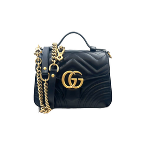 Gucci GG Marmont Top Handle Bag Mini Black Matelasse