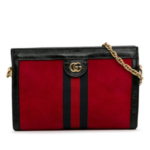 Gucci Ophidia Chain Crossbody Bag Small Red  Suede