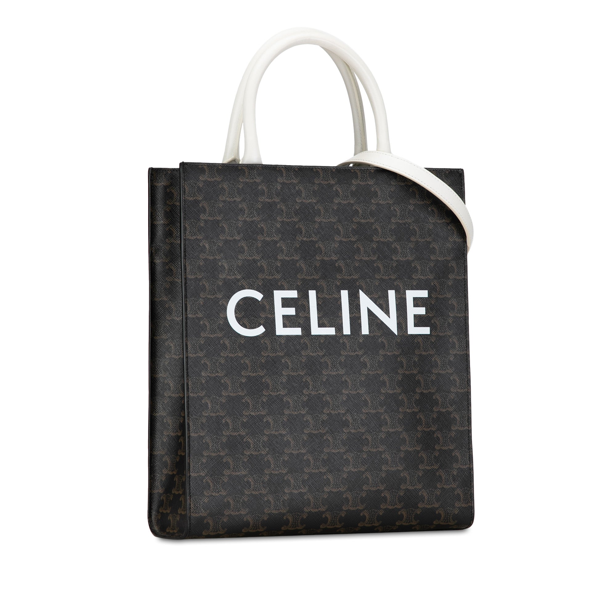 Celine Triomphe Vertical Cabas Tote Small Black Canvas