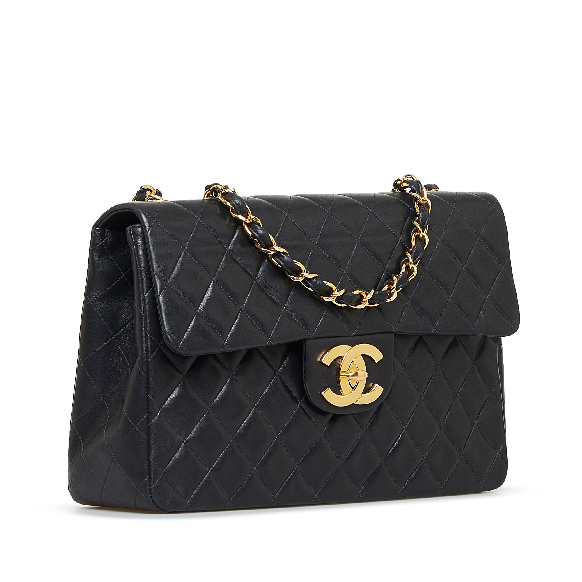 Chanel Classic Single Flap Maxi Black Lambskin Gold