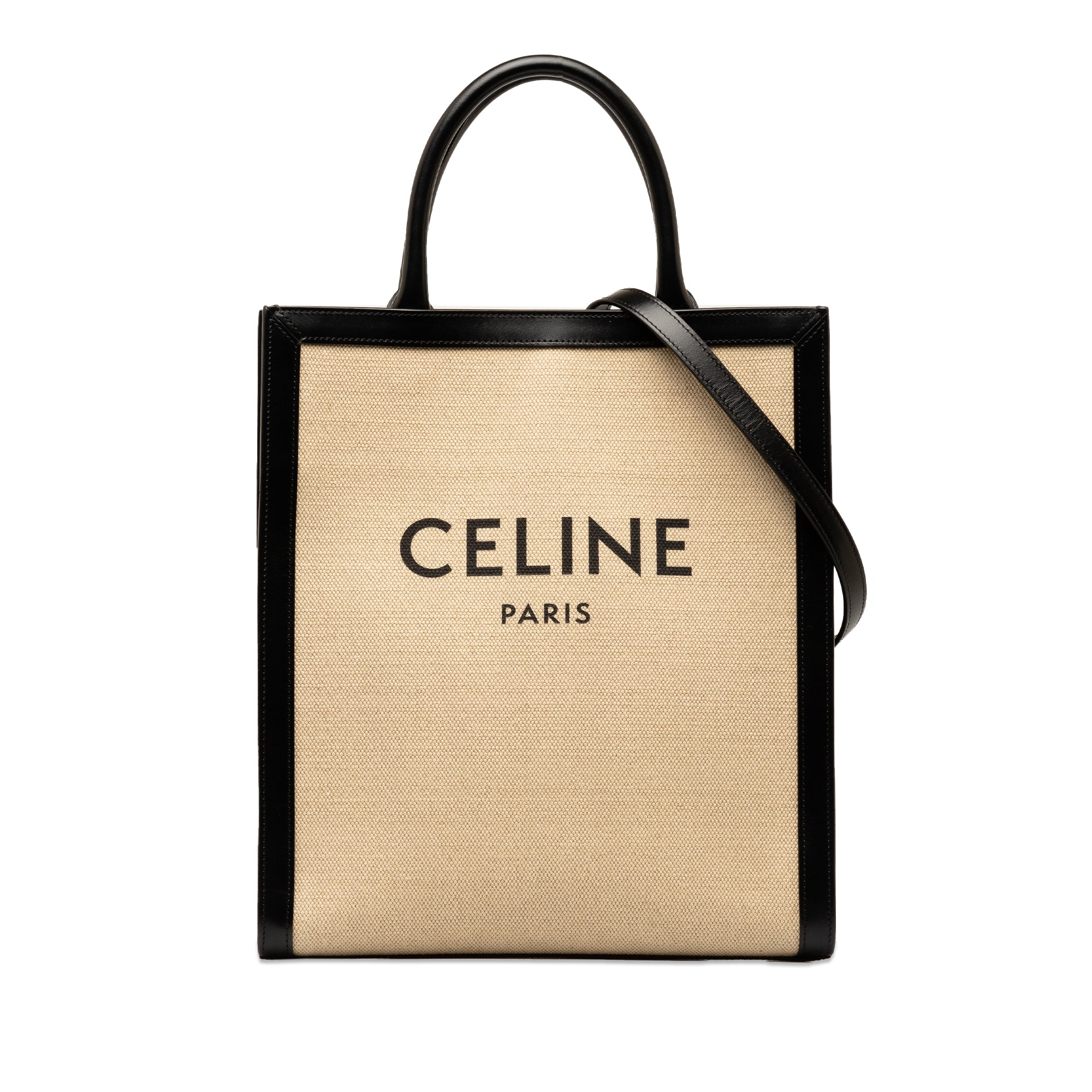 Celine Cabas Vertical Tote Medium White Canvas