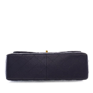 Chanel Classic Double Flap Jumbo Blue Caviar Gold