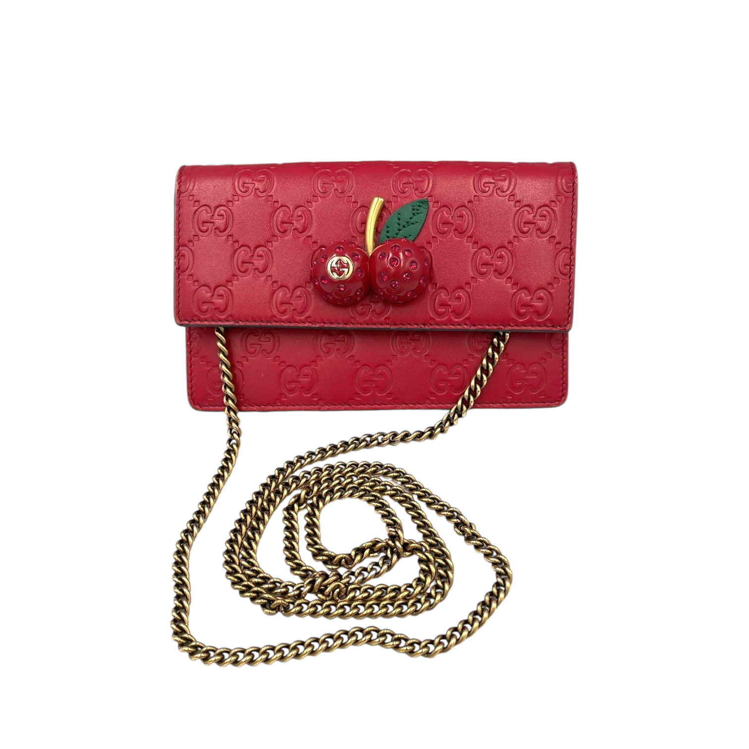 Gucci Guccissima Red Cherry Mini Crossbody Bag