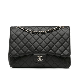 Chanel Classic Double Flap Maxi Black Caviar Silver