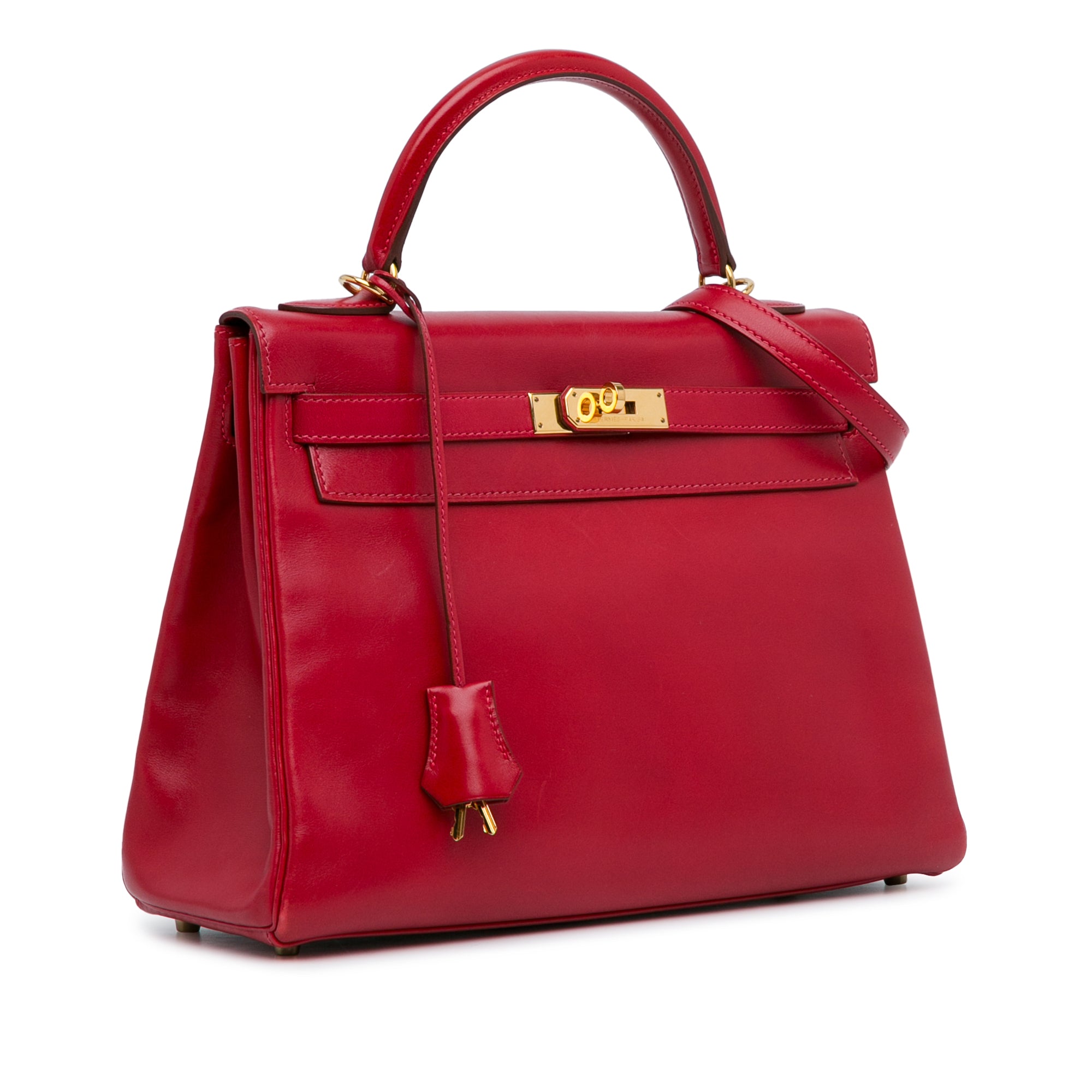 Hermès Kelly Retourne 32 Rouge Vif Tadelakt Gold