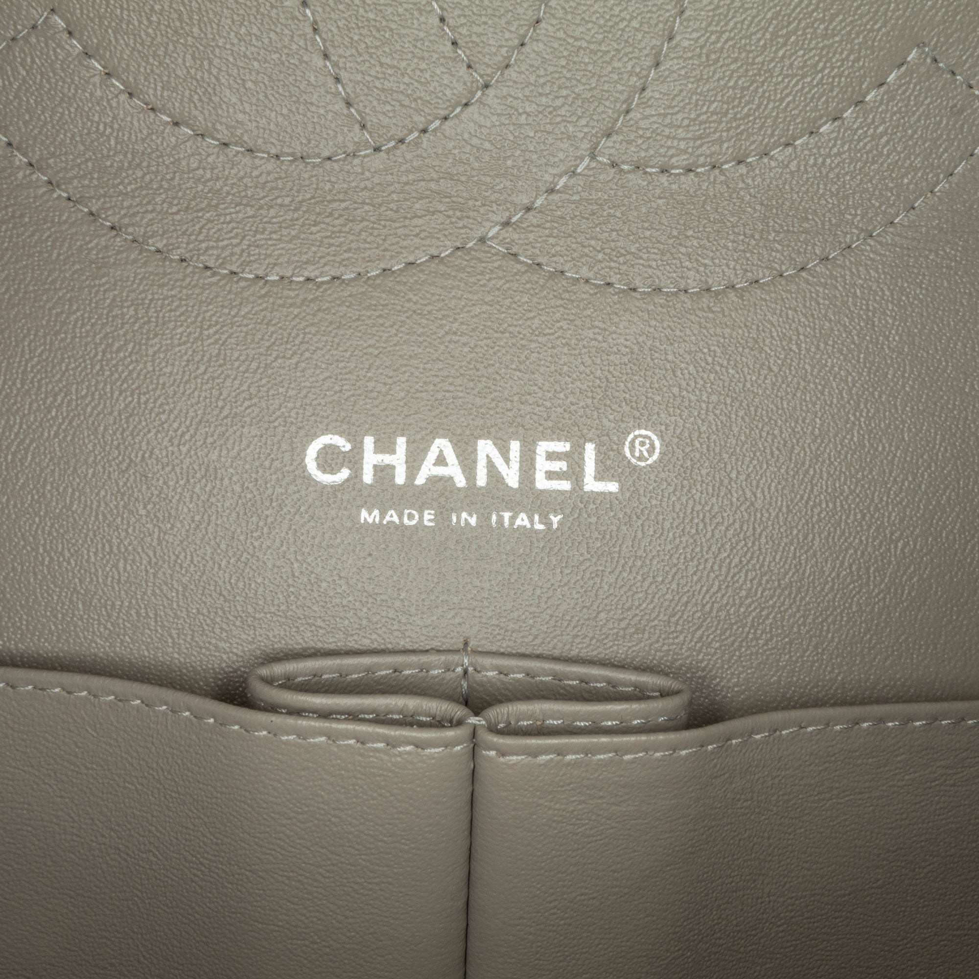 Chanel Classic Double Flap Jumbo Grey Caviar Silver