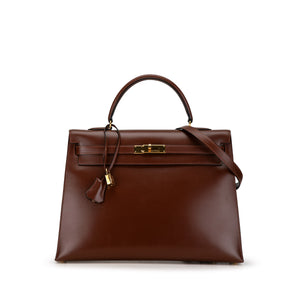 Hermès Kelly Sellier 35 Brown Noisette Box Calf