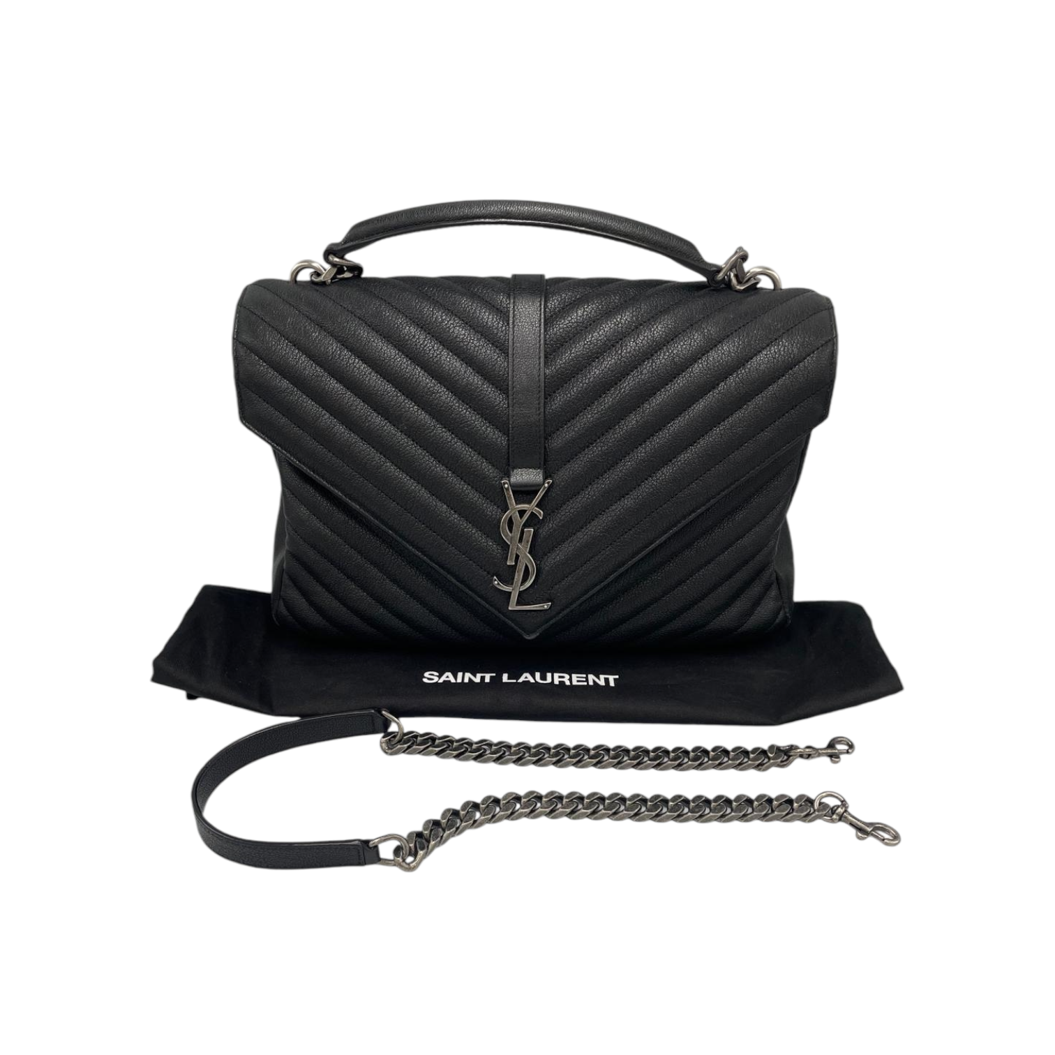 Yves Saint Laurent College Top Handle Bag Medium Black