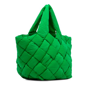 Bottega Veneta Cassette Tote Green Padded Intrecciato Nylon