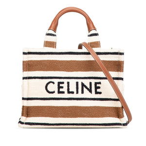 Celine Cabas Thais Small White Canvas