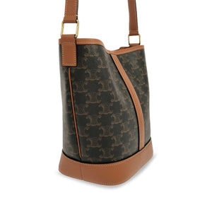 Celine Triomphe Bucket Bag Small Brown Canvas