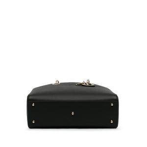 Dior Lady Dior Large Black Grained Calfskin Gold