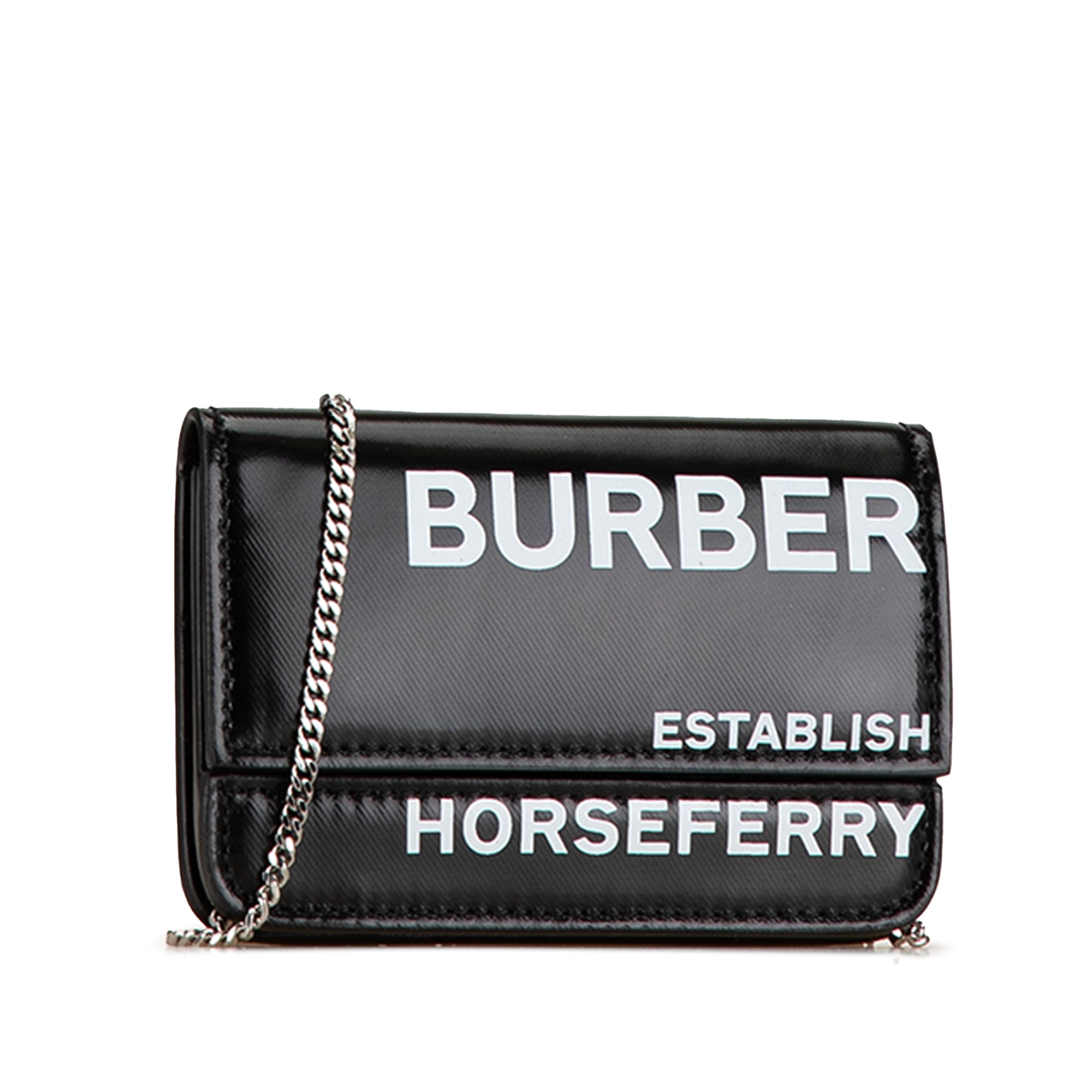 Burberry Horseferry Jody Wallet On Chain Black Leather