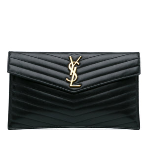 Yves Saint Laurent  Uptown Clutch Black Chevron Monogram