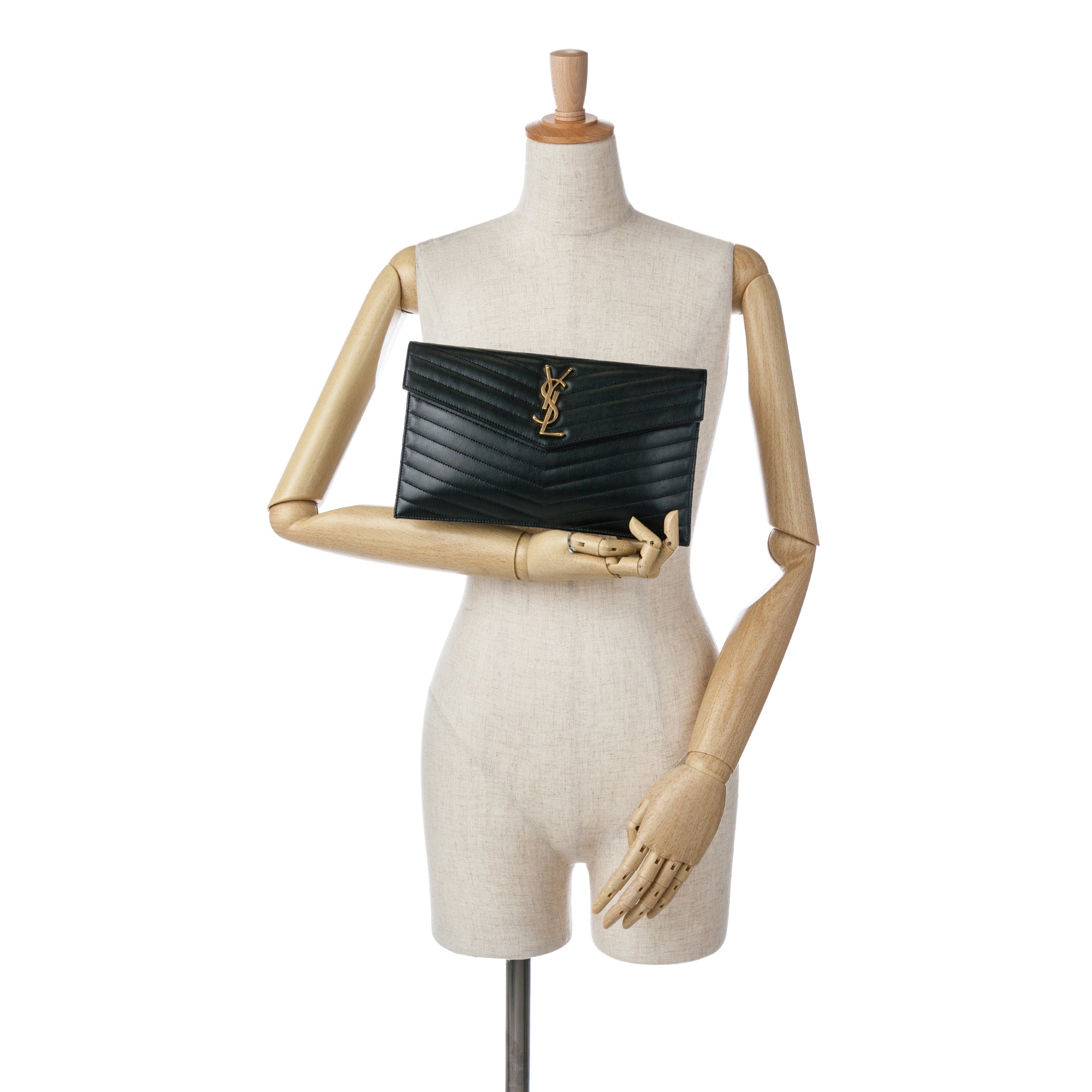 Yves Saint Laurent  Uptown Clutch Black Chevron Monogram