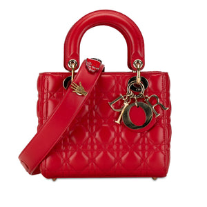 Dior Lady Dior Lucky Badges Small Red Cannage Lambskin