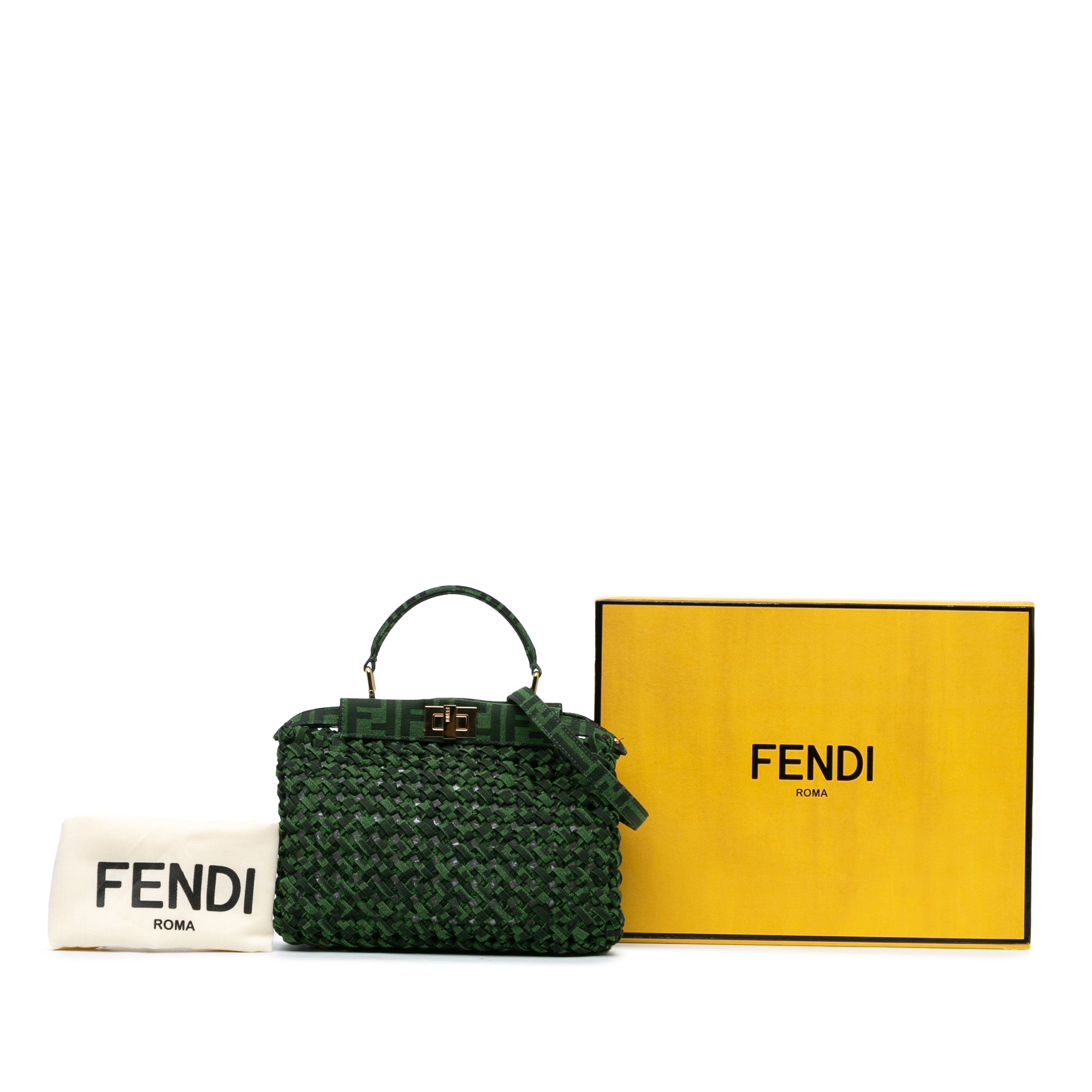 Fendi Peekabo Mini Green Zucca Interlaced Canvas Iconic