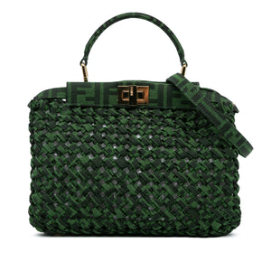 Fendi Peekabo Mini Green Zucca Interlaced Canvas Iconic