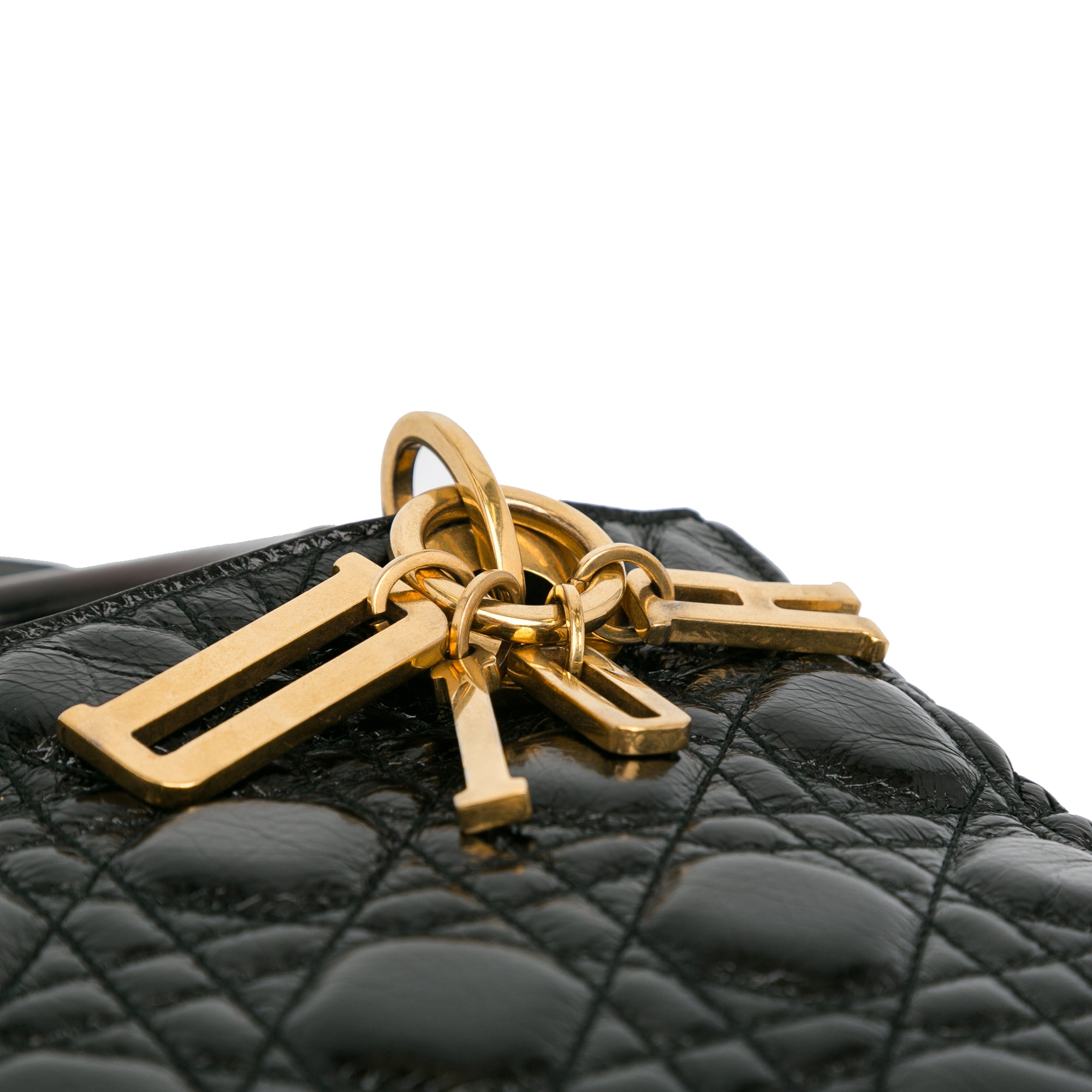 Dior Lady Dior Lucky Badges Small Black Patent Cannage Lambskin