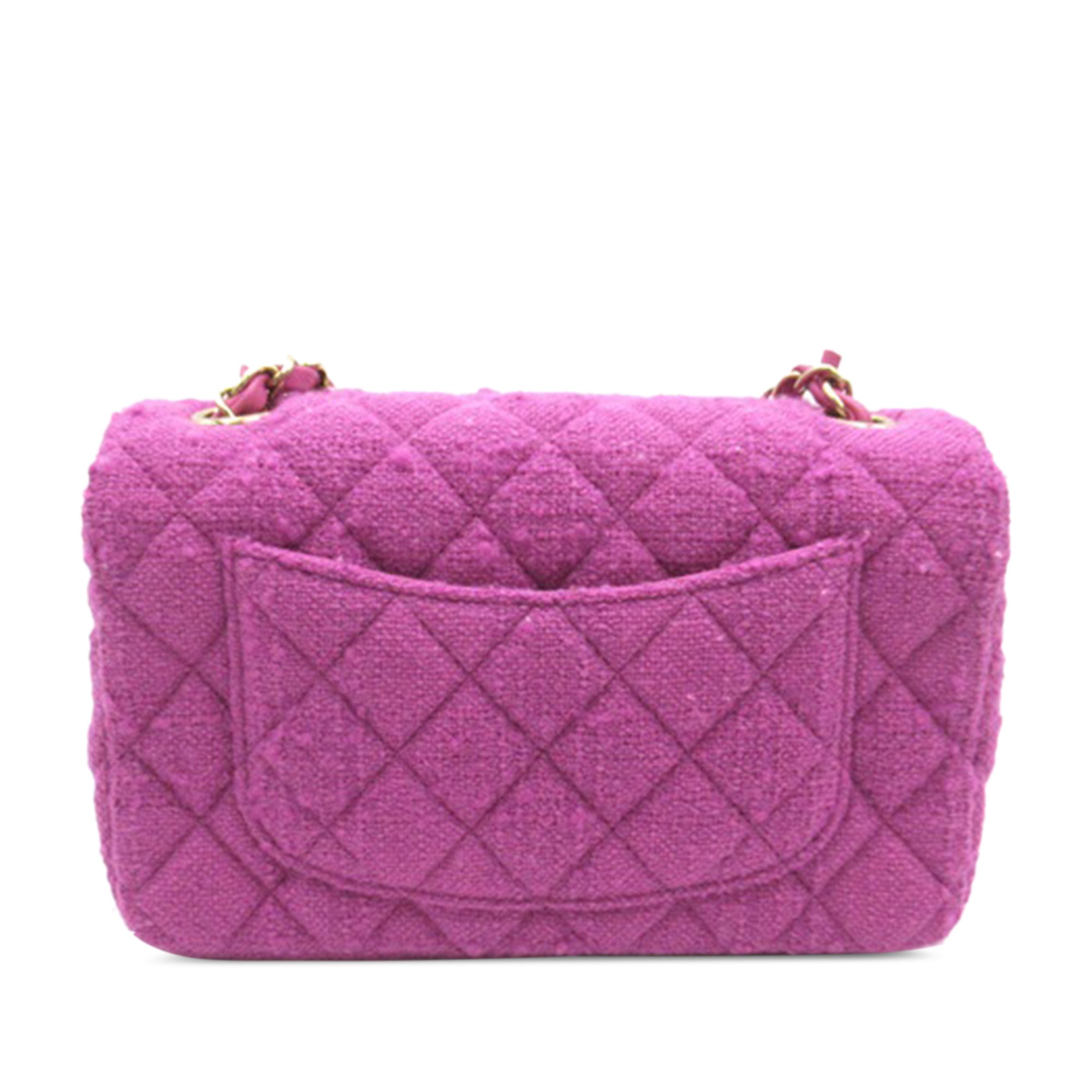 Chanel Classic Rectangular Flap Bag Mini Purple Tweed Gold