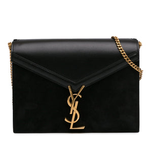 Yves Saint Laurent Cassandra Clasp Bag Black Suede and Calfskin