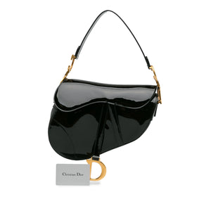 Dior Saddle Bag Medium Black Patent Leather