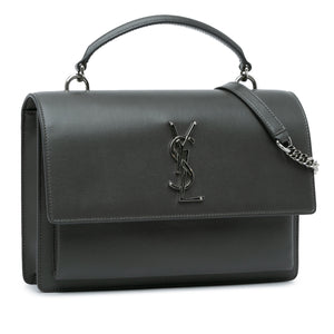 Yves Saint Laurent Monogram Sunset Medium Grey Leather