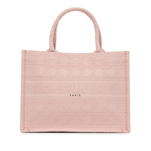 Dior Book Tote Medium Pink Embroided Cannage Canvas