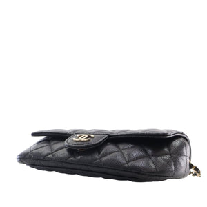 Chanel Sunglasses Case on Chain Black Quilted Caviar Gold